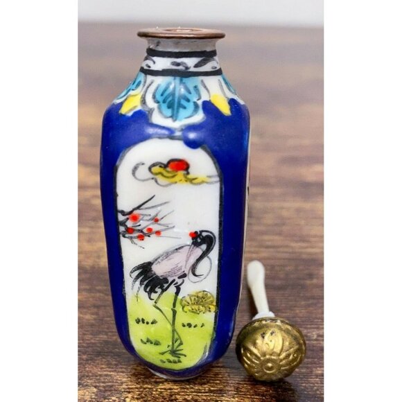 VTG Estate Chinese Hand Painted Bird Crane Porcelain Snuff Bottle! 100 - Picture 5 of 6